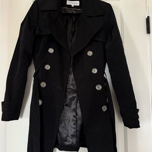 Calvin Klein Double-Breasted Black Trench Coat